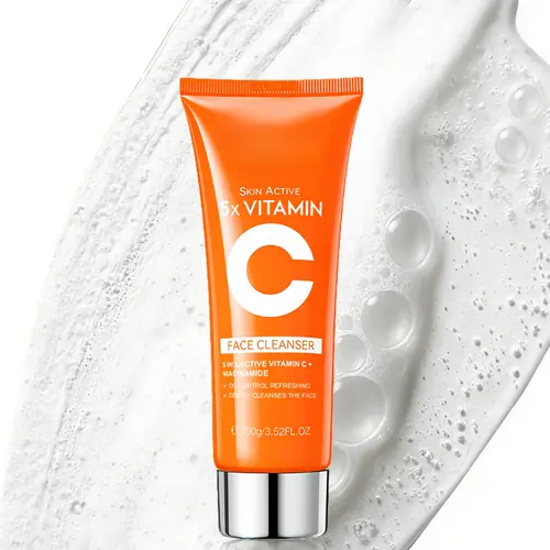 Vitamin C Facial Cleanser with Niacinamide & Centella Asiatica, Refreshing Daily Cleansing Facial Wash for Normal Skin, 100g