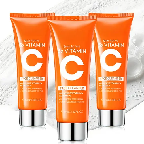 Vitamin C Blend Facial Cleansing Cream with Niacinamide, Centella Extract - Gentle Daily Normal Skincare Face Wash, 100g Beauty & Face Care Products for Hydrating Needs