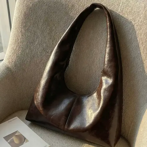 Women's Solid Color Shoulder Moon Bag, Fashionable Versatile Purse, Casual Fashion Bag, Everyday Bags, Daily Shoulder Bag, Fashion Zipper Closure Vintage Underarm Bag, Commute Shopping Gift Use