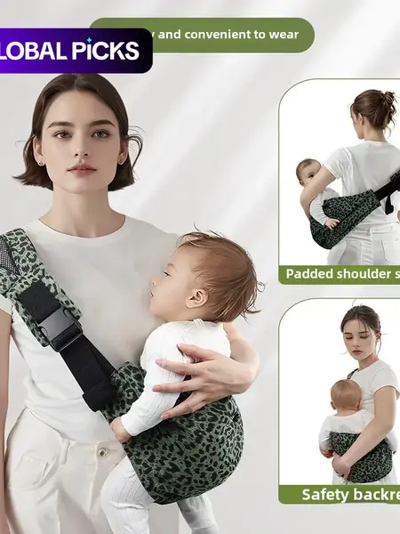 Adjustable Baby Carrier Strap, Upgraded Toddler Harness, Ergonomic Design, Comfortable Infant Wrap, Travel Friendly, 10-45 Lbs, Leopard Print