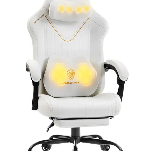 Summervibes Dowinx Gaming Video Gaming Chair with Shiatsu Neck Massage and Lumbar Support for Home Office High Back Recliner Height Adjustable Ergonomic Comfy Leather Computer Desk Chair