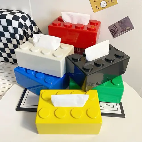 Building Blocks Tissue Box Holder with Slide-Out Bottom Creative Building Block Tissue Box Building Blocks Tissue Box Holder with Slide-Out Bottom
