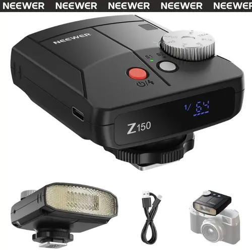 NEEWER Z150 Mini Camera Flash Speedlite, GN15 20Ws 6000K with 1200mAh Battery, 640 Full Power Flashes, S1/S2 Mode,  Compatible with Sony ZV-1, Canon, Nikon, Fujifilm DSLR & Mirrorless tiktokshopbacktoschool, Device, Wireless