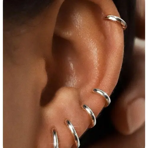 5 Pairs Small Sterling Silver Post Hoop Earrings Set for Women, Tiny Huggie Hoops, Silver Plated Mini Cartilage Earrings Pack, Hypoallergenic Ear Piercing Hoop Earrings Sets, Dainty Lightweight Hoops