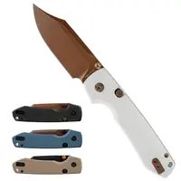 Vosteed Raccoon 2.0 Bowie Top Liner Lock Knife with 3.25" 14C28N Blade, G10/Micarta Handle, Thumb Stud & Reversible | Stainless Steel Clip – Everyday Carry Gift for Men & Dad