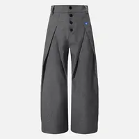Aelfric Eden Menswear High-Waist Pleated Barrel Pants - Baggy Plain Curved Wide-Leg, Button-Front Tailored, Unisex Vintage Clothing Casual Fashion Pants,summerwins,father'sdaygifts