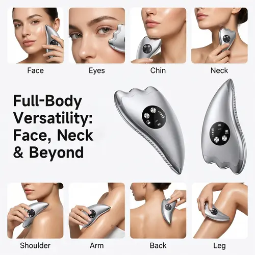Electric Gua Sha Facial Tool - 2-in-1 Cordless Beauty Instrument, Microcurrent & Heated Massage Beauty Device, Travel Face Care Instrument for Sculpting, Firming, No-Noise Facial Lifting Tool, Beauty Devices, Dual Sides tiktokshopbacktoschool
