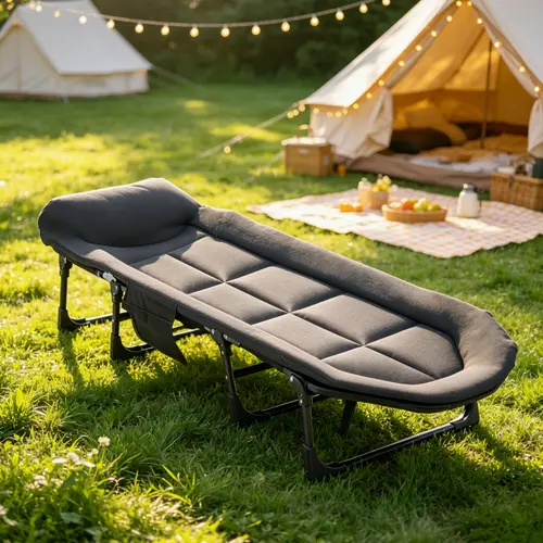 Adults' 6-Angle Adjustable Collapsible Camping Cot with Mattress, Oxford Fabric Camping Equipment for Hiking & Office, Lightweight Quick-Tool-Free Setup Bed Supporting 450 lbs