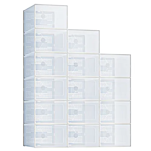 Stackable Shoe Storage Boxes, 12-Pack Plastic Shoe Organizers with Lids, Large Shoe Rack & Holder for Closet, Under Bed, Entryway, Sneaker Display and Storage Containers,dorm essentials,home decor