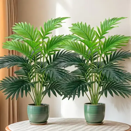Lifelike 18-Leaf Artificial Areca Palm Tree - High-Quality Plastic Plant with Lifelike Leaves, Realistic Design for Indoor Plants Decor, Home & Office Tabletop Summer Decor (Pot Not Included), Decorative