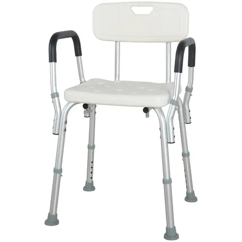 Shower Chair for Inside Shower with Arms and Back, 500 lbs Heavy Duty Shower Seat for Bathtub, Height Adjustable Safety Bath Seat for Elderly, Adults, Handicap and Disabled, White