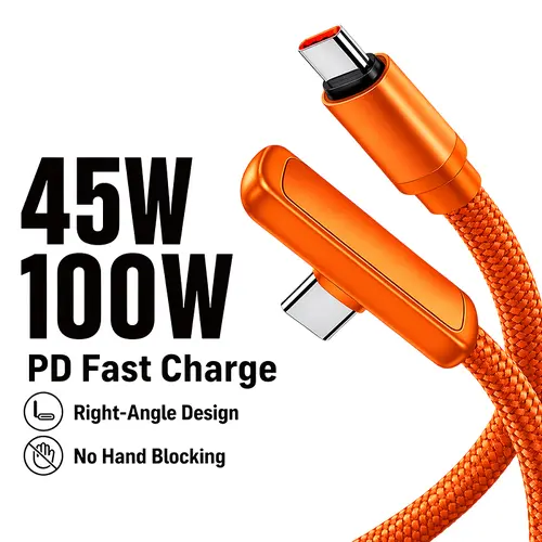 Right Angle Cable Fast Charging PD 240W/100W/45W PPS USB C to USB C  6.6ft  for iPhone15/16/17 Pro Max Samsung S25 iPad USBC-USBC Braided Durable C to C,back to school,back to school haul