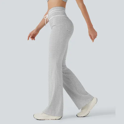 Halara High Waisted Drawstring Stripe Flare Yoga Pants with Pockets #BackToSchool