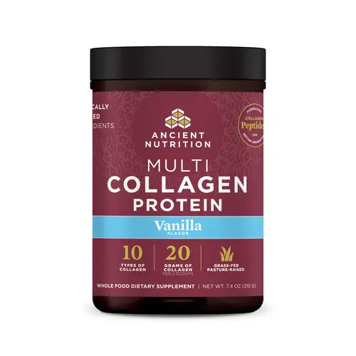 Ancient Nutrition Multi Collagen Protein Powder 20 Servings – Vanilla or Unflavored, 10 Types Collagen Peptides, Daily Wellness Support