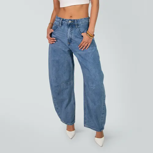 Vogatiques | Blake Non-Stretch High Waist Barrel Jeans Oversized Silhouette Rigid Denim BM003 | BlueMoment