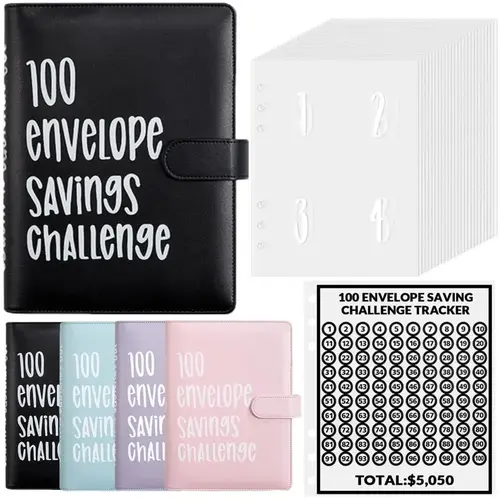 100 Envelopes Saving Challenge - A5 Money Saver Budget Binder Book with Cash Envelopes and Numbers, 100-Days of Easy and Funny Ways to Save $5,050 Cash Envelope Challenge Binder,back to school,back to school haul
