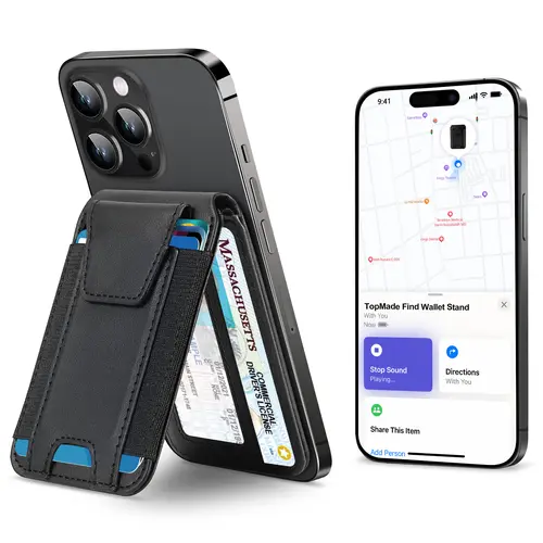 Magsafe Wallet, Works with Apple Find My(IOS only), Strongest Magnetic Wallet for iPhone 17/16/15/14/13/12 Series, Magnetic Card Holder with Adjustable Stand, 9 Cards Holder, Gifts for Boyfriend, Girlfriend, Mens, Males, Mother, Father