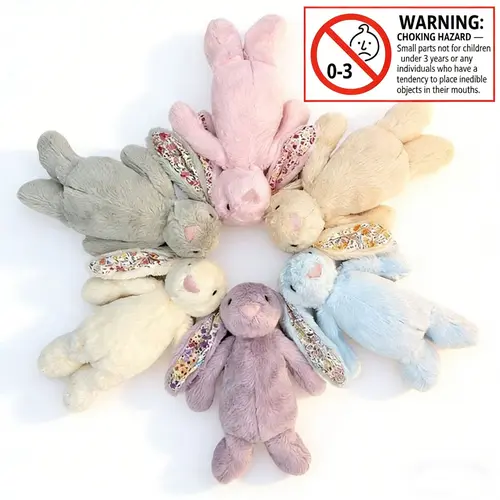 Cute Rabbit Plush Toy, Stuffed Rabbit, Floral Lop-Eared Bunny Plush Doll, Birthday Gift, Christmas Gift for Children, Home Decoration