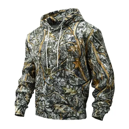 Men's spring and autumn American camouflage hooded jacket, retro fashion simple camouflage daily tooling sweater, breathable and comfortable long-sleeved street hooded cardigan jacket