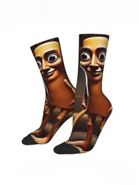 1 Pair Funny Crazy Tube Socks for Men, Funky Socks, Wacky Socks, Novelty Socks, Spandex Socks, Tung Tung Tung Sahur Brainrotwear, Hip Hop Style, Best-Selling Memes Print Design, Perfect Christmas Gift, Socks Pairs