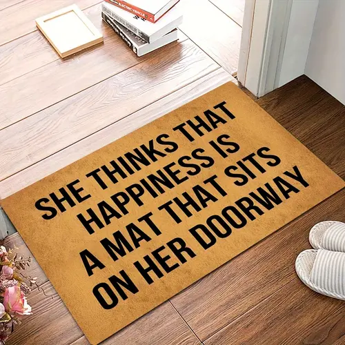 Humorous Welcome Mat She Believes That Joy Is a Mat Placed at Her Entrance. Non-Slip Mats Suitable for Outdoor And Indoor Use, Perfect for The Front Door, Garden, Kitchen, Or Bedroom summerwins