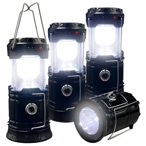 4 Pack Collapsible LED Camping Lanterns Lightweight Waterproof Solar & USB Rechargeable Flashlights for Indoor Power Outages Home Emergency Lighting Outdoor Camping, Hurricane Preparedness & Survival Gear, Portable Survival Kits, St. Patrick's Day Gifts o