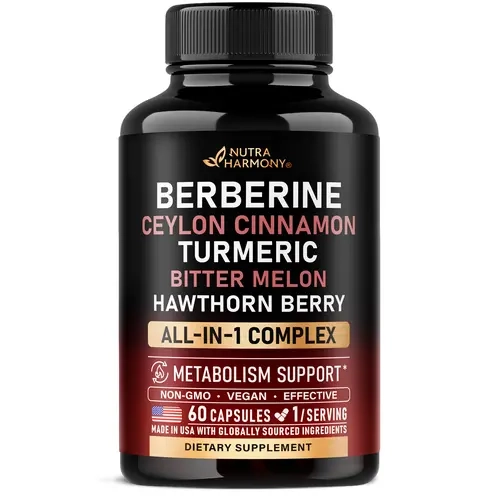 NUTRA HARMONY Berberine with Ceylon Cinnamon | Apple Cider Vinegar | Hawthorn Berry | Citrus Bergamot | Bitter Melon