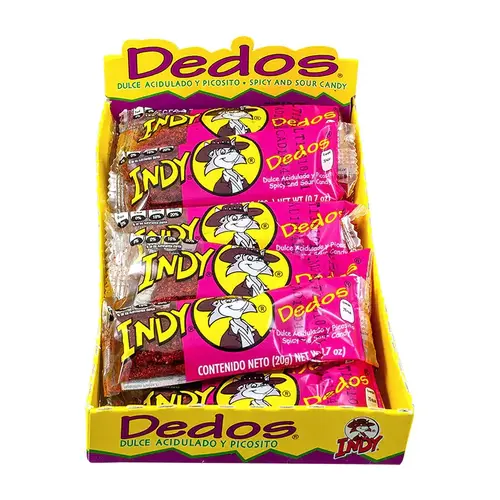 Indy Dedos Spicy and Sour Tamarindo Chili  Mexican Candy (12 Count) Dulces Mexicanos