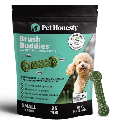 Brush Buddies All-Natural + Long Lasting Dental Treats for Small Sized Dogs - 25 Count