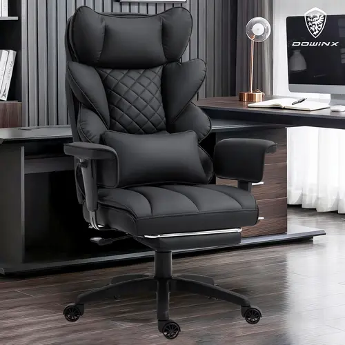 Dowinx Big and Tall Ergonomic Office Chair Executive Desk Chair with Pocket Spring Lumbar Support High-Back Adjustable Gaming Chair 3D Armrests&  Dual-Layered Backrest
