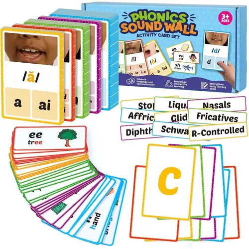 Phonics Sound Wall Set,Letter Sounds Sight Words Flash Cards,Learn to Read Sounds Phoneme Speech Therapy Materials,Phonics Games for Kids Kindergarten,Phonemic Awareness Speak Spell Learning Activity