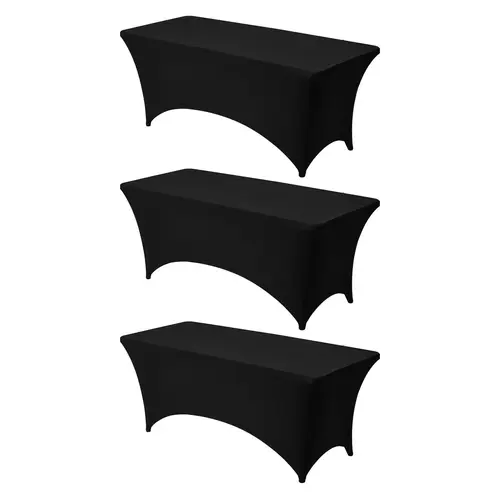 【Summerfinds】VEVOR 3 Pack Table Cloth for 6FT Rectangular Fitted Events, Wrinkle-Resistant Stretch Black Table Covers, Washable Spandex Tablecloth Protector, for Party, Wedding, Cocktail, Banquet, Festival