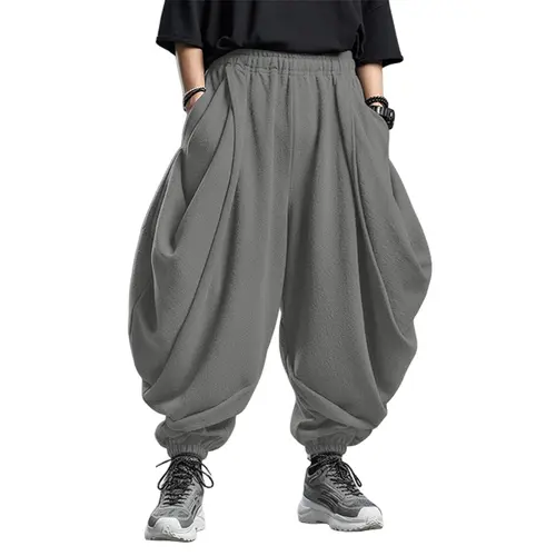 【Runs large, size down.】INCERUN Men's Streetwear Harem Joggers with Baggy Fit, Draped Pockets and Gathered Cuffs, Clothes, Watch Party, Athleisure Style Bottoms, Street Style Joggers