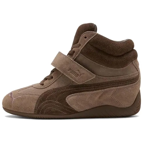 Women's Puma Speedcat Wedge Sneakers - Female Casual Athletic & Trendy Walking Sneakers, Round Toe, Durable Rubber Sole, Hook & Loop Closure, Totally Taupe Chocolate, Lightweight, True-to-Size, Grip for Walking