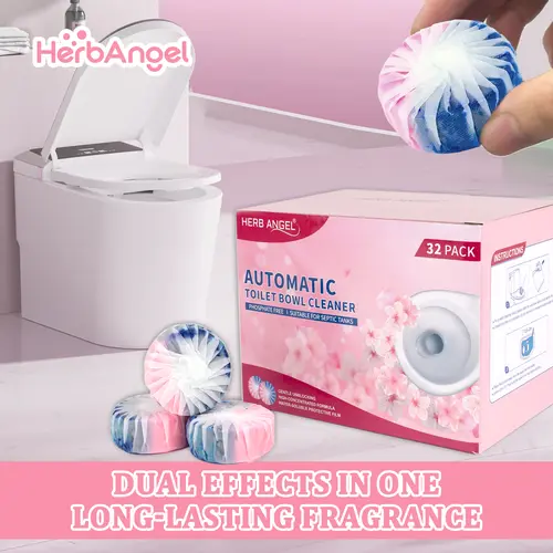 HERB ANGEL Household Auto Cleaning Toilet Bowl Cleaner Tablets, 32 Dual-Color Dual-Effect Color-Changing Home Essentials for Home Bathrooms, Yachts