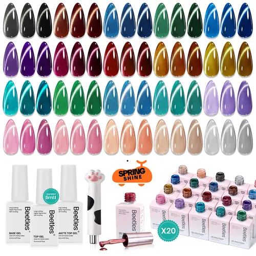 【Exclusive to TikTok】Beetles Cat Eye Gel Polish Manicure Box - 8ml Large Volume Soak Off UV LED Gel Nail Magnetic Shine Soak Off UV French Nail Art Salon DIY Manicure Gift for Women mothersdaygift Spring Nail Summer Nail Vacation Nail #SummerVibes