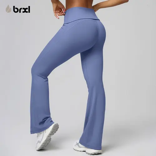 BRXL【Discount for live】Fold Over Flared Yoga Pants for Women No Front Seam Leggings Mid Low Waist Lounge Pants Buttery Soft Stretchy Fabric with Tummy Control and Bootcut Design for Casual Workout NoSeam-brxl-1