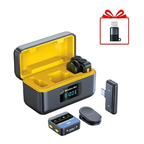 [MYDASH] Wireless Lavalier Microphone, 2PCs Mic with Charging Case and OTG/ Lightning Adapter, Plug-and-Play Design, Compatible with iPhone/ Android/ Camera,328ft Transmission, Chargeable 18H Battery Life, Ideal for Vlogging, Interviews, Livestreaming