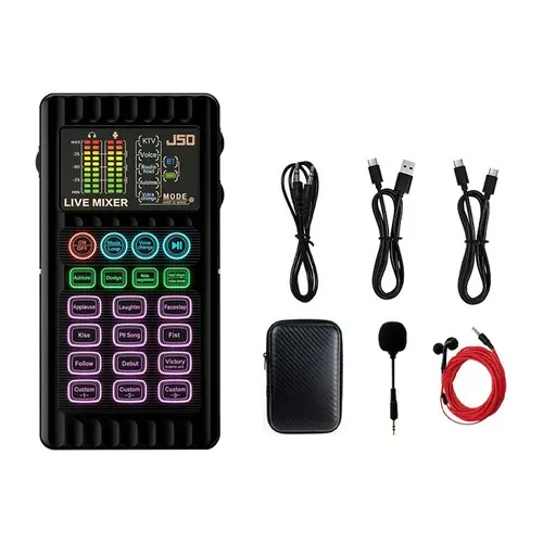 [MYDASH] Wired Handheld Live Sound Card Set, Portable Audio Interface with Microphones for Streaming, Karaoke, Prank #summervibes