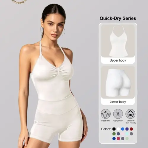 Women's Upgraded Halter Sports Tank Top and High Waist Shorts Sporty Set, Sportswear, Yoga Clothes, Women Workout Clothes, Perfect for Yoga Fitness Party