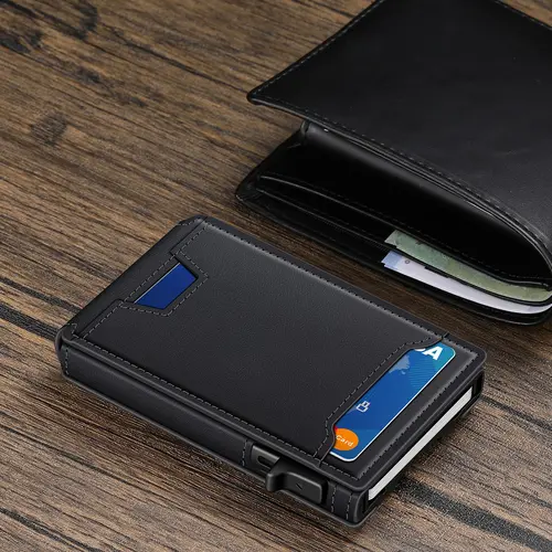 Men's Slim Wallet Simple Design Card Holder, 10 Slot Metal Magnetic Flip Cover, Men's Gift, Thin Minimalist Money Clip, Credit Card Holder