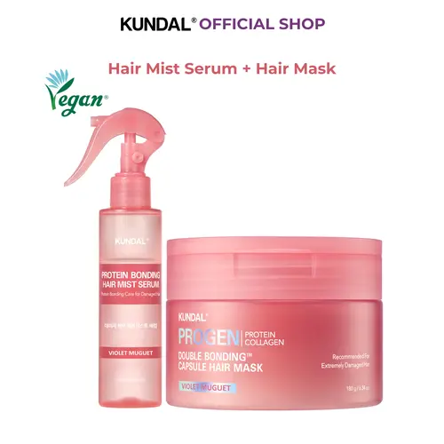 [KUNDAL] Bonding & Hydration Repair Set | Protein + Collagen Mask & 5-in-1 Mist Serum 450°F Heat-Protection, Bond Repairing and 24H Hydration for Bleached, Colored, Damaged Hair