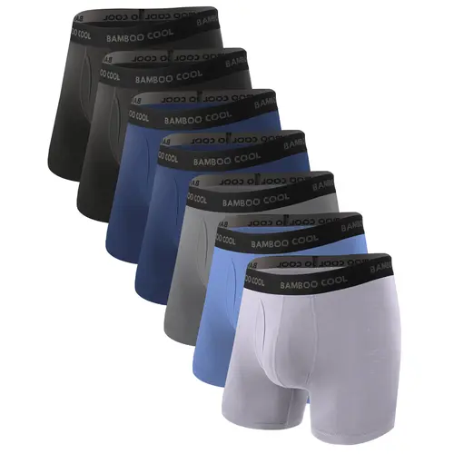 BAMBOO COOL Men's Seamless Boxer Briefs Multipack - 92% Bamboo Viscose Fabric, 8% Spandex, Elastic Waistband, Ultra Breathable, Smooth, No Riding Up, Moisture-Wicking, Plain, 7A, 7B, for Summer, Daily Wear, Work, Breathable Cool Men's Boxer Briefs Menswea