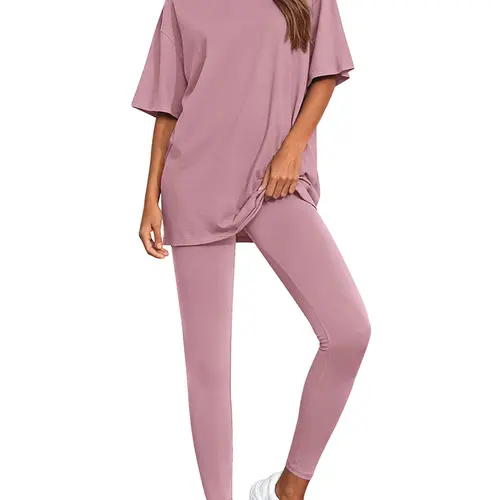 BTFBM Two-Piece Lounge Set Women 2026 Spring Casual Oversized Shirts Leggings Matching Workout Airport Travel Outfits #Clearance