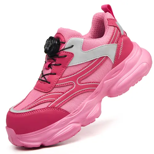 Shenganton Women's Closed Steel Head Nonslip Work Shoes - EVA Sole, Breathable Round Head Low Top Heavy Duty Walking Shoes for Workers Industrial-Construction Scenes - Breathable Work & Safety Footwear, Durable Work & Safety Footwear, Lace-Up