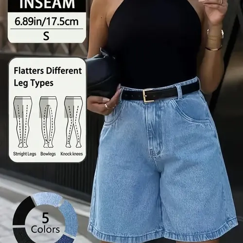 Summer Elastic Waist Casual Daily Commute Streetwear Solid Color Denim Fabric All Season Shorts Five-Quarter Pants, Comfortable and Stylish Jeans for Women