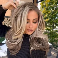 AISOM Christy Natural Wave Iced Blonde 13x4 Free Part Lace Front Wig 18" with Scandinavian Hairline Heat Friendly Synthetic Wig Low Density Women's Wig