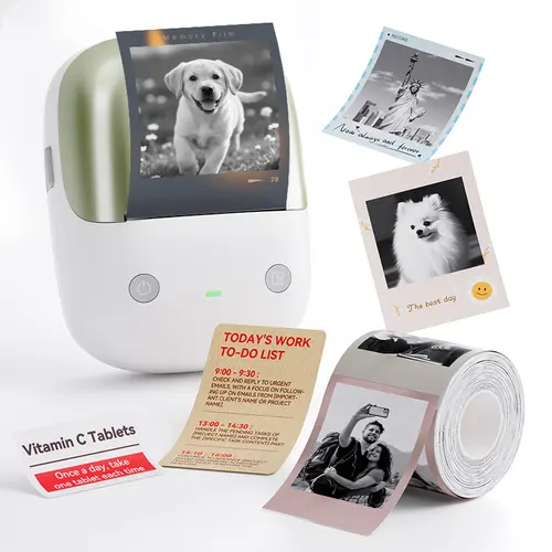 Niimbot B2Pro Thermal Label Printer - 2-Inch 300dpi HD Tri-Color Maker, Wireless Printer (Special Consumables Required) with 1 Roll 2''x1.18'' White Sticker for Small Business, Office Use, Thermal Label Maker, Wireless Thermal Printer