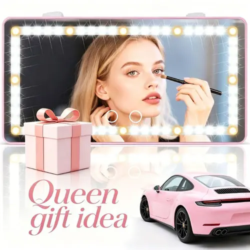 【TikTokShopBackToSchool】JOYTUTUS 2026 Car Sun Visor Makeup Mirror - USB Rechargeable, 1500mAh Battery, 60 LED Illumination, 3 Light Modes, Dimmable Bicolor Touch Controls, Adjustable, Quick Access, Car Interior Accessory with Batteries