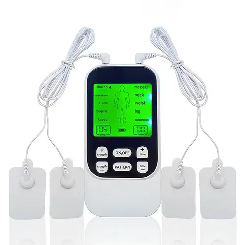 Rechargeable TENS Unit Muscle Stimulator - EMS Massager Machine for Neck, Shoulder & Back Pain Relief - Safe & Portable with 10 Modes Massager Device with Pads Gym Enhancer Workout Enhancer